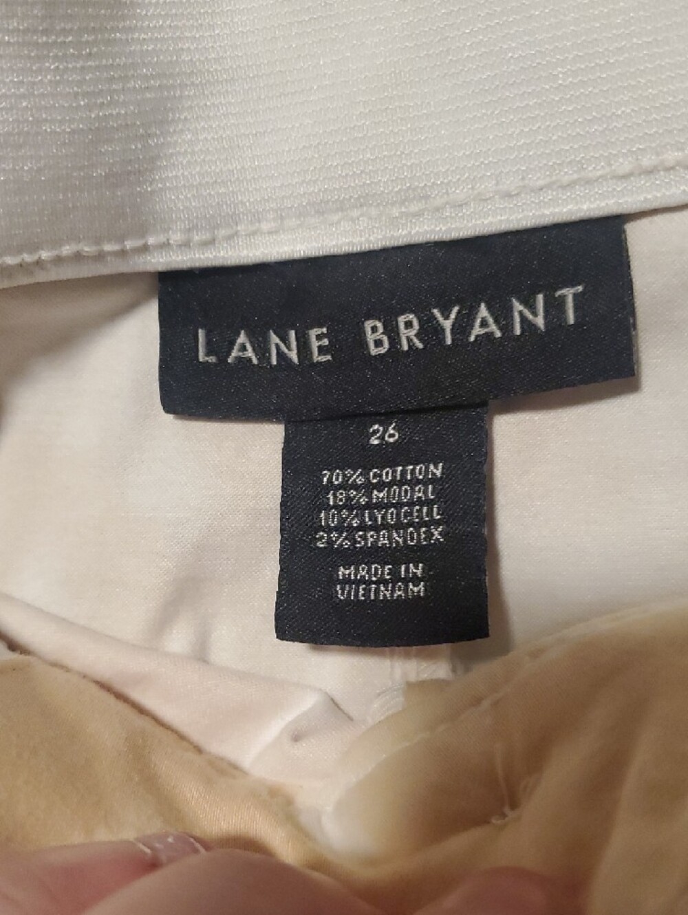 Lane Bryant Tan and White Label Cotton Blend Capris - Picture 2 of 8
